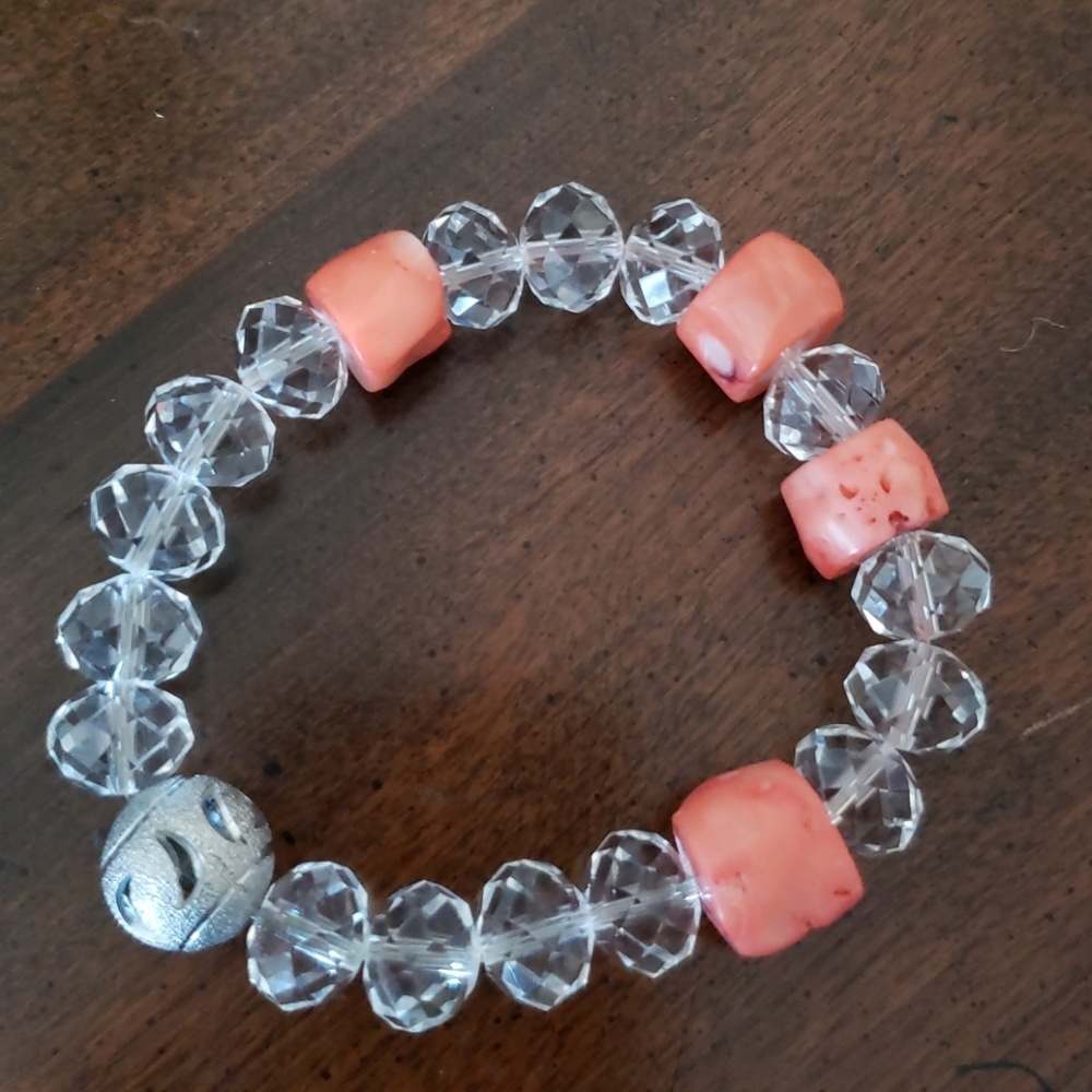 Crystal look and coral bracelet